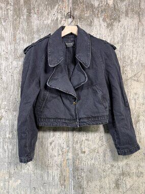 BY O LA LA Women's Cropped Denim Jacket in Dark Wash
